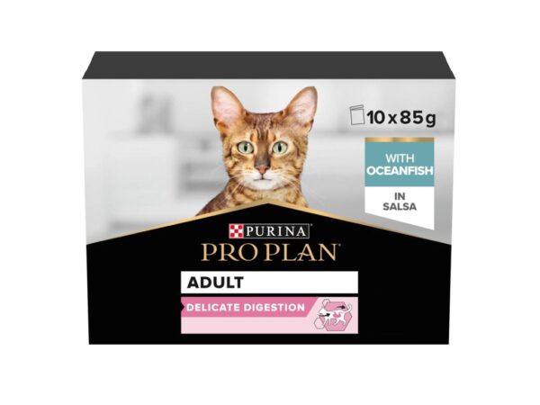 Purina Pro Plan Delicate Wet Cat Food, Oceanfish in Gravy, Multipack, 10 x 85g