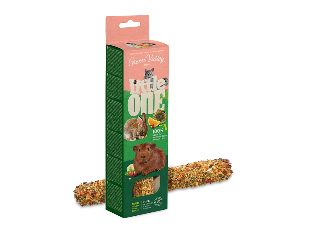 Little One "Green valley" Fully edible grain free stick for small mammals with fruit 180g