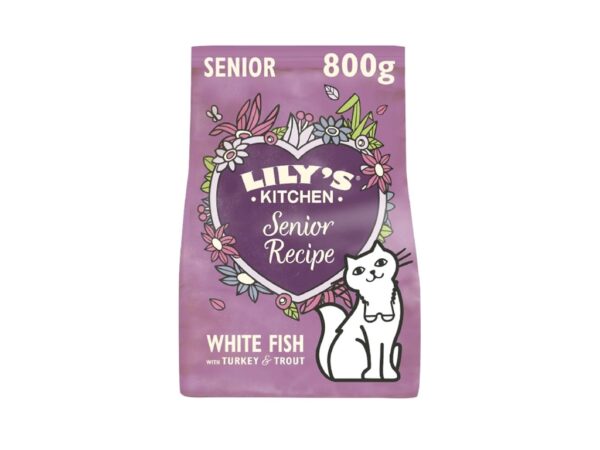Lily's Kitchen Senior Recipe White Fish with Turkey & Trout Dry Cat Food - 800g
