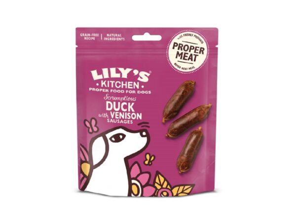 Lilys Kitchen Scrumptious Duck & Venison Sausages Dog Treats - 70G