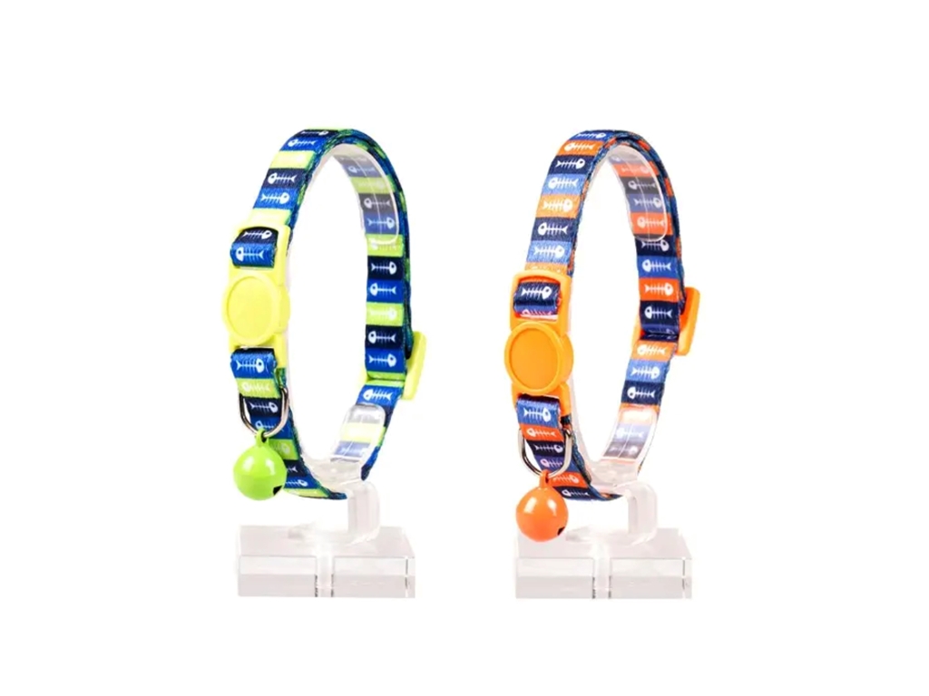 Duvo Cat Collar Nylon Mixed Colors - Fish Bones 1
