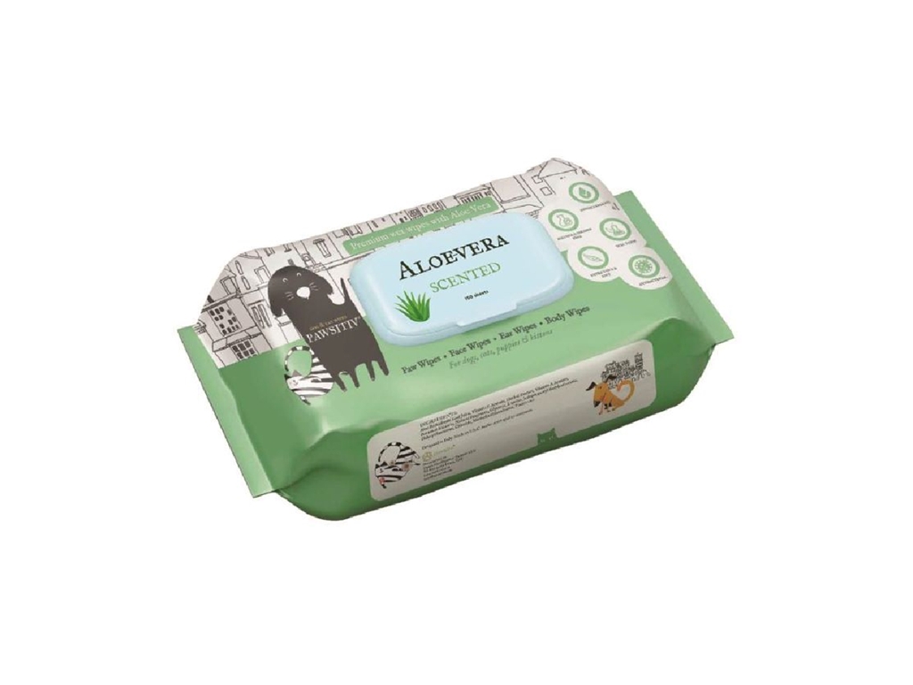 Pawsitiv Pet Wipes for Cats & Dogs - Aloe Vera Scented (150 Sheets)