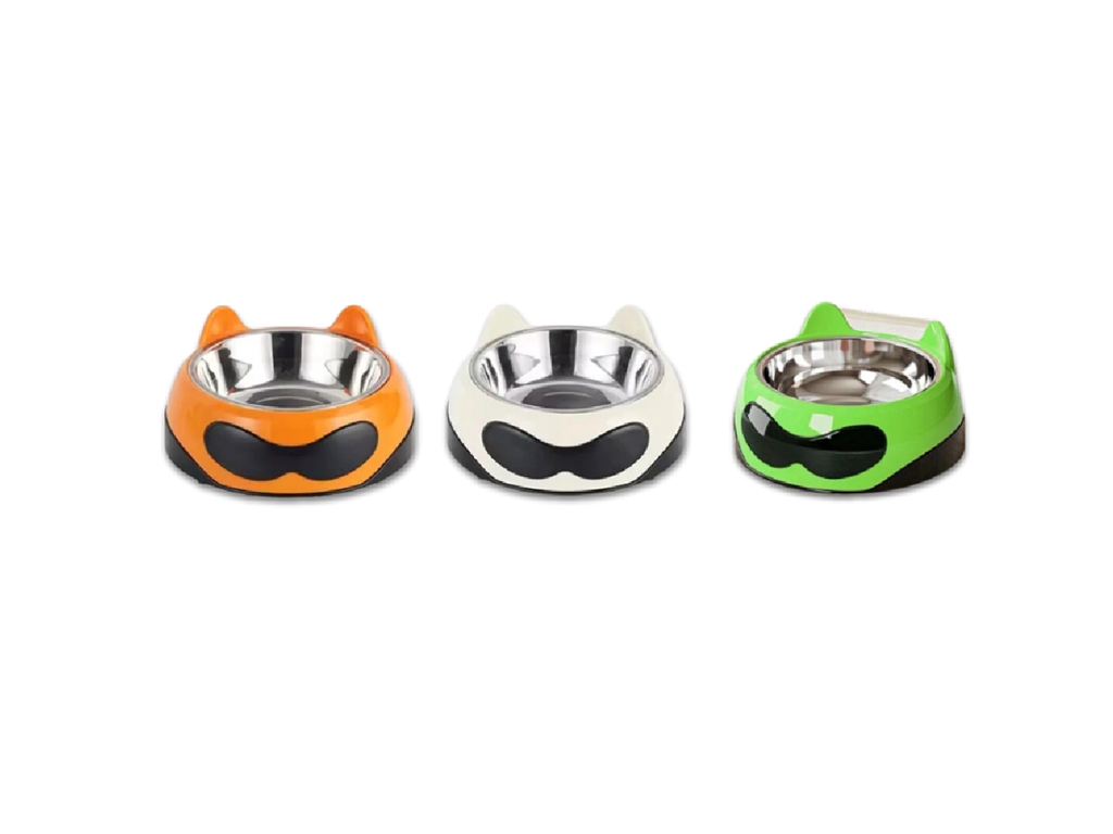 Rounded Pet Food Feeding Bowls Stainless Steel and Plastic - Mixcolor
