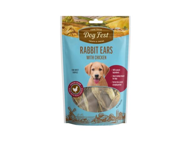 Dog Fest Rabbit Ears with Chicken For Puppies - 90g
