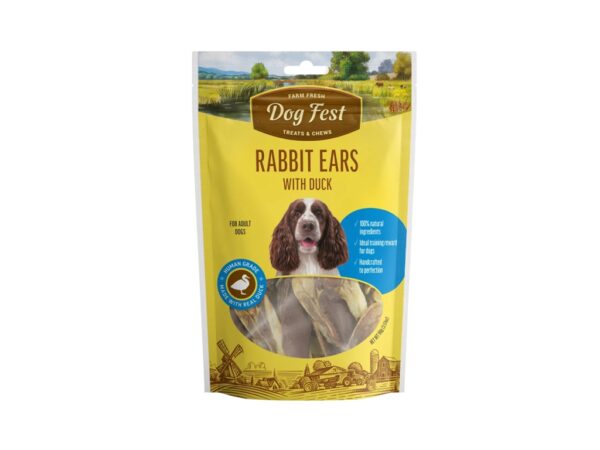 Dog Fest Rabbit Ears with Duck for Adult Dogs - 90g
