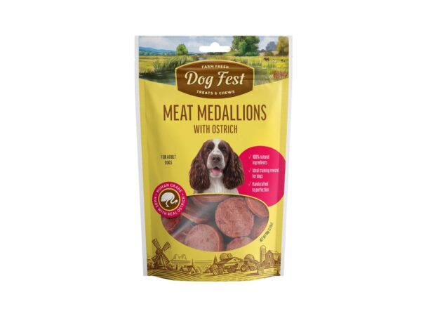 Dog Fest Medallions with Ostrich for Adult Dogs - 90g