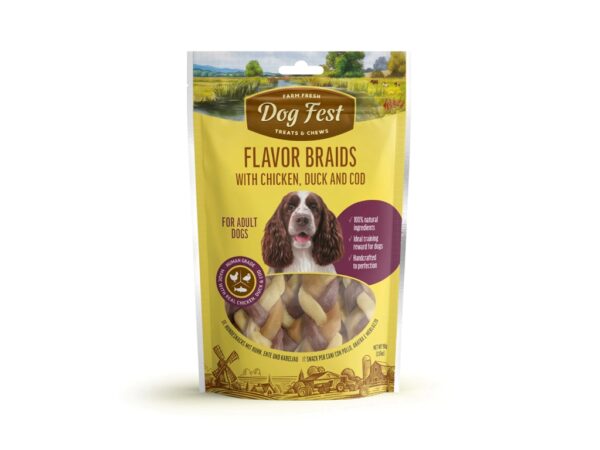 Dog Fest Flavor Braids with Chicken, Duck and Fish - 90g