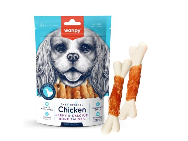 Wanpy Chicken Jerky and Calcium Bone Twists - 100g