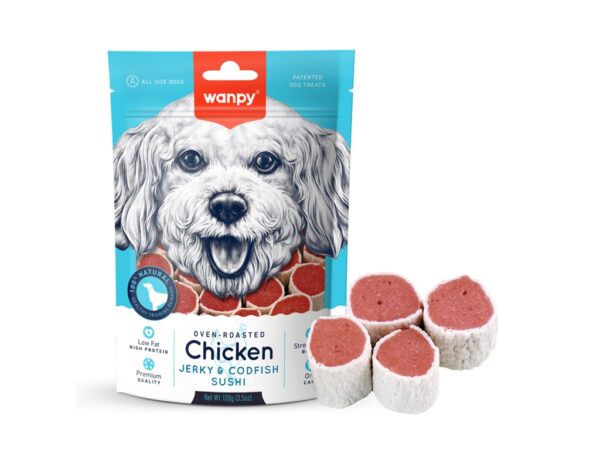 Wanpy Chicken Jerky & Codfish Sushi - 100g