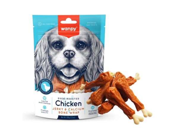 Wanpy Chicken Jerky and Calcium Bone Wrap - 100g