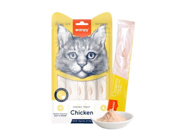 Wanpy Creamy Lickable Cat Treats – Chicken - 14gx5