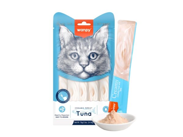 Wanpy Creamy Lickable Cat Treats – Tuna - 14gx5