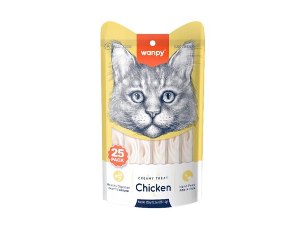 Wanpy Creamy Lickable Cat Treats – Chicken - 14gx25