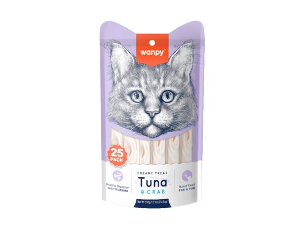 Wanpy Creamy Lickable Cat Treats – Tuna & Crab - 14gx25