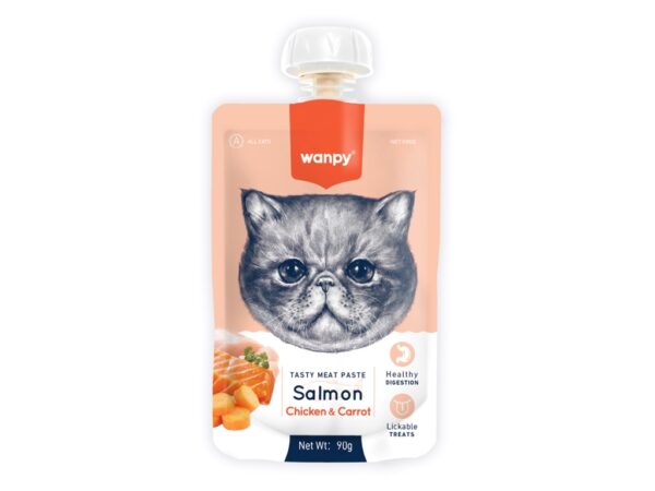 Wanpy Tasty Meat Paste Salmon, Chicken and Carrot for Cats - 90g