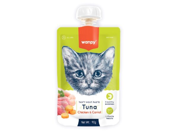 Wanpy Tasty Meat Paste Tuna, Chicken and Carrot for Cats - 90g