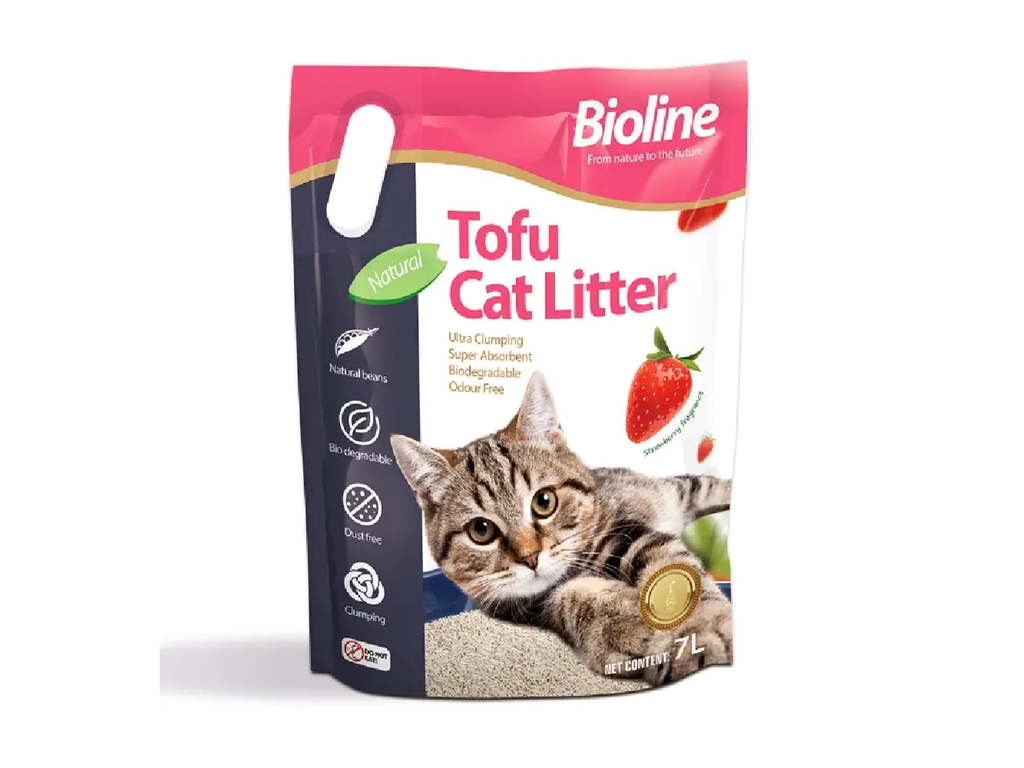 Bioline Tofu Cat Litter - Strawberry Fragrance 7L