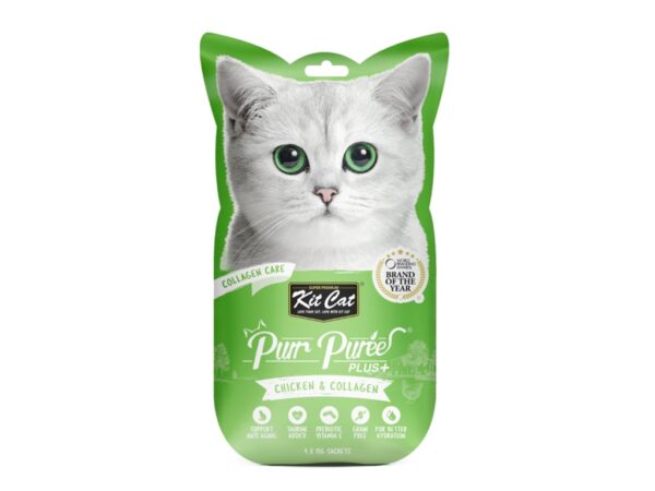 Kit Cat Purr Puree Plus+ Chicken & Collagen (Collagen Care) 4x15g