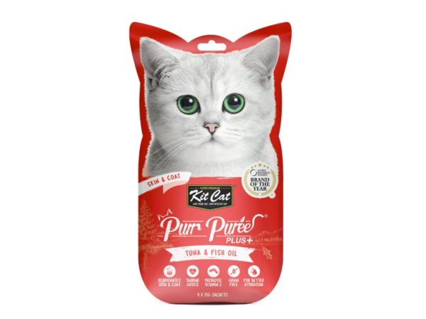 Kit Cat Purr Puree Plus+ Tuna & Fish Oil (Skin & Coat) 4x15g