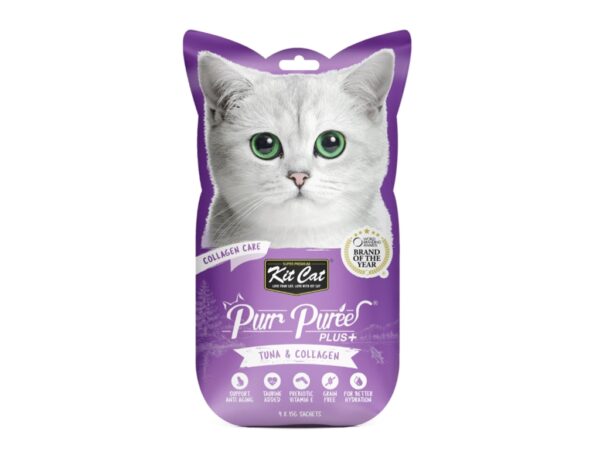 Kit Cat Purr Puree Plus+ Tuna & Collagen (Collagen Care) 4x15g