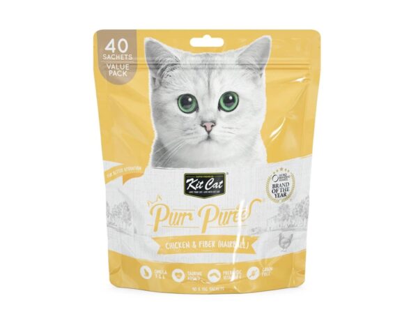 Kit Cat Purr Puree Chicken & Fiber (Hairball) (40 Sachets)
